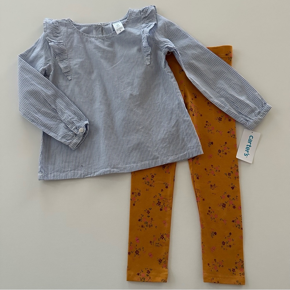 Carter’s 5T Toddler Girl Top & Leggings Set Fall Outfit